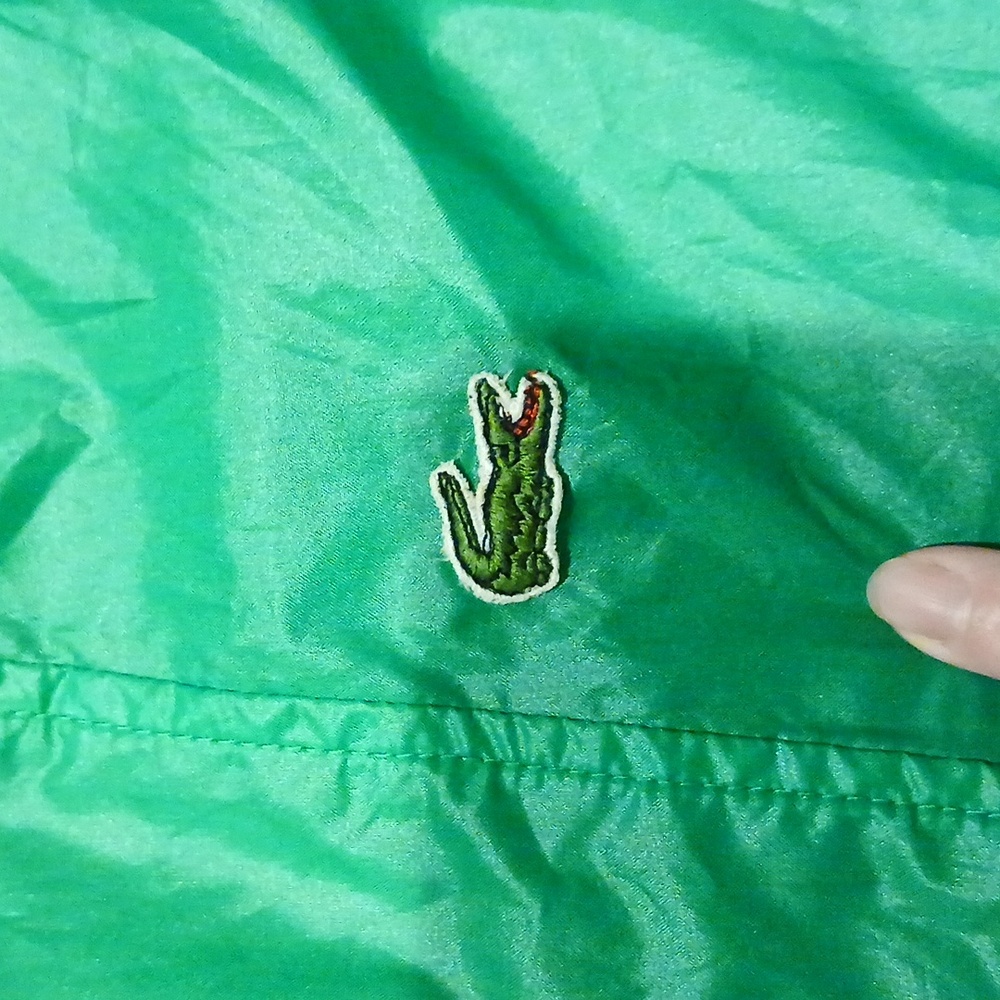 Men's Vintage 80's IZOD LaCoste Green NYLON Alligator WINDBREAKER Gator JACKET L - Picture 4 of 9